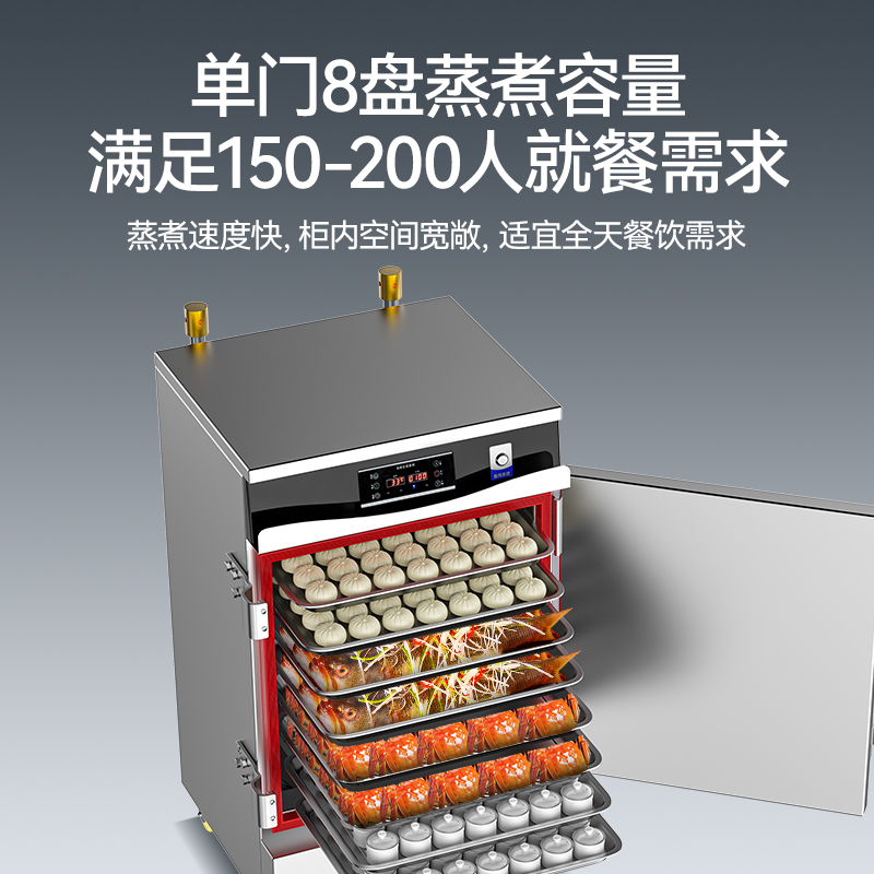 快三导师带计划赚钱商用蒸饭柜8盘变频款智能电蒸箱电热蒸饭车全自动蒸柜