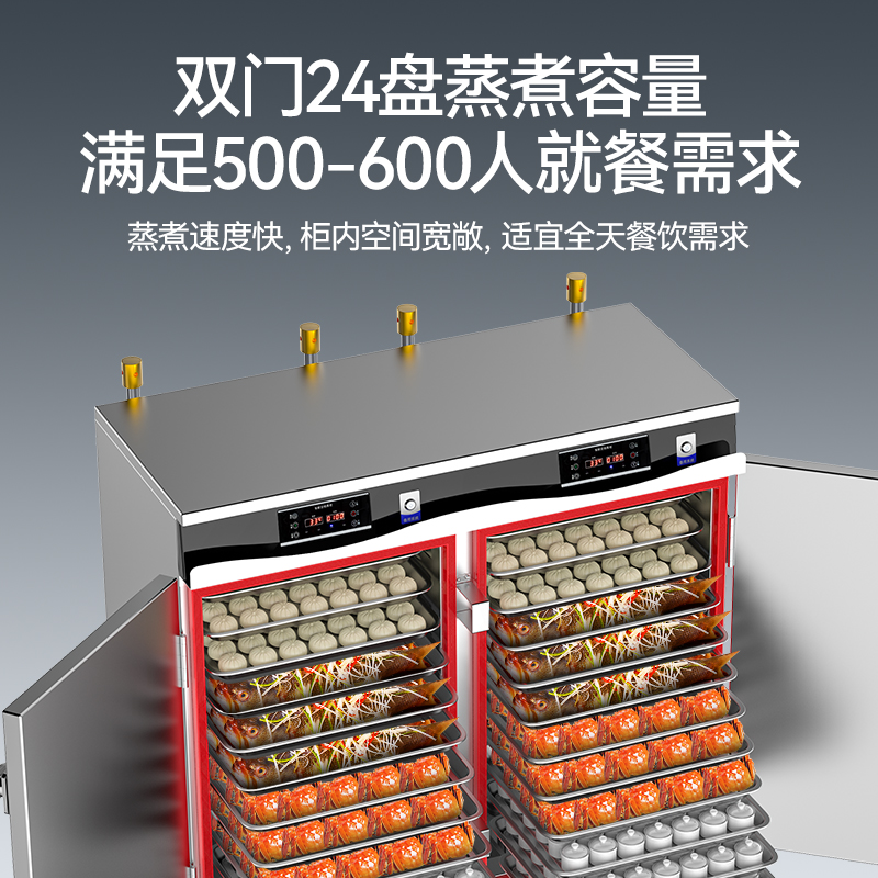 快三导师带计划赚钱商用蒸柜24盘变频款智能电热蒸箱蒸饭车全自动蒸饭柜